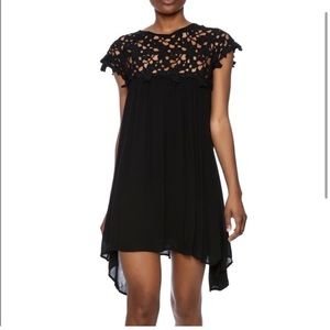 MY STORY - Top Crochet Black Floral Short  Dress Sz XL